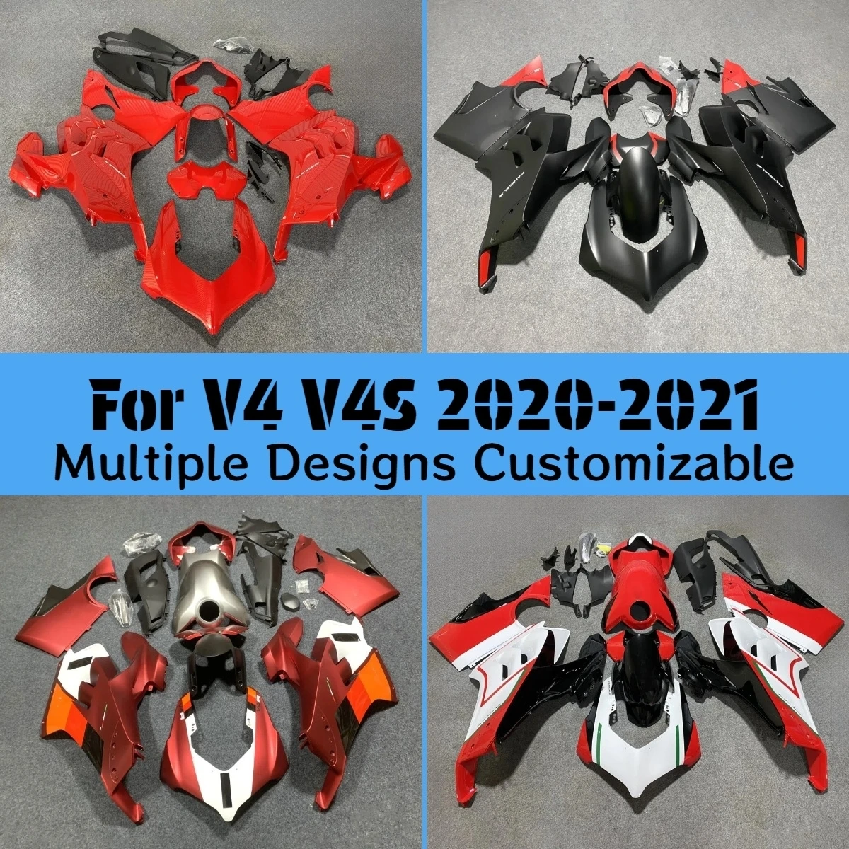 For DUCATI V4 2020 2021 ABS Fairing Set V4S 20 21 Fuel Tank Cover ZXMT ABS Plastic Fairings Body Parts Kit