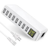 8 Ports USB Charger 40W 8A LCD Display Multi Port USB Hub Fast Charging Wall Charger Power Adapter for iPhone Xiaomi Huawei