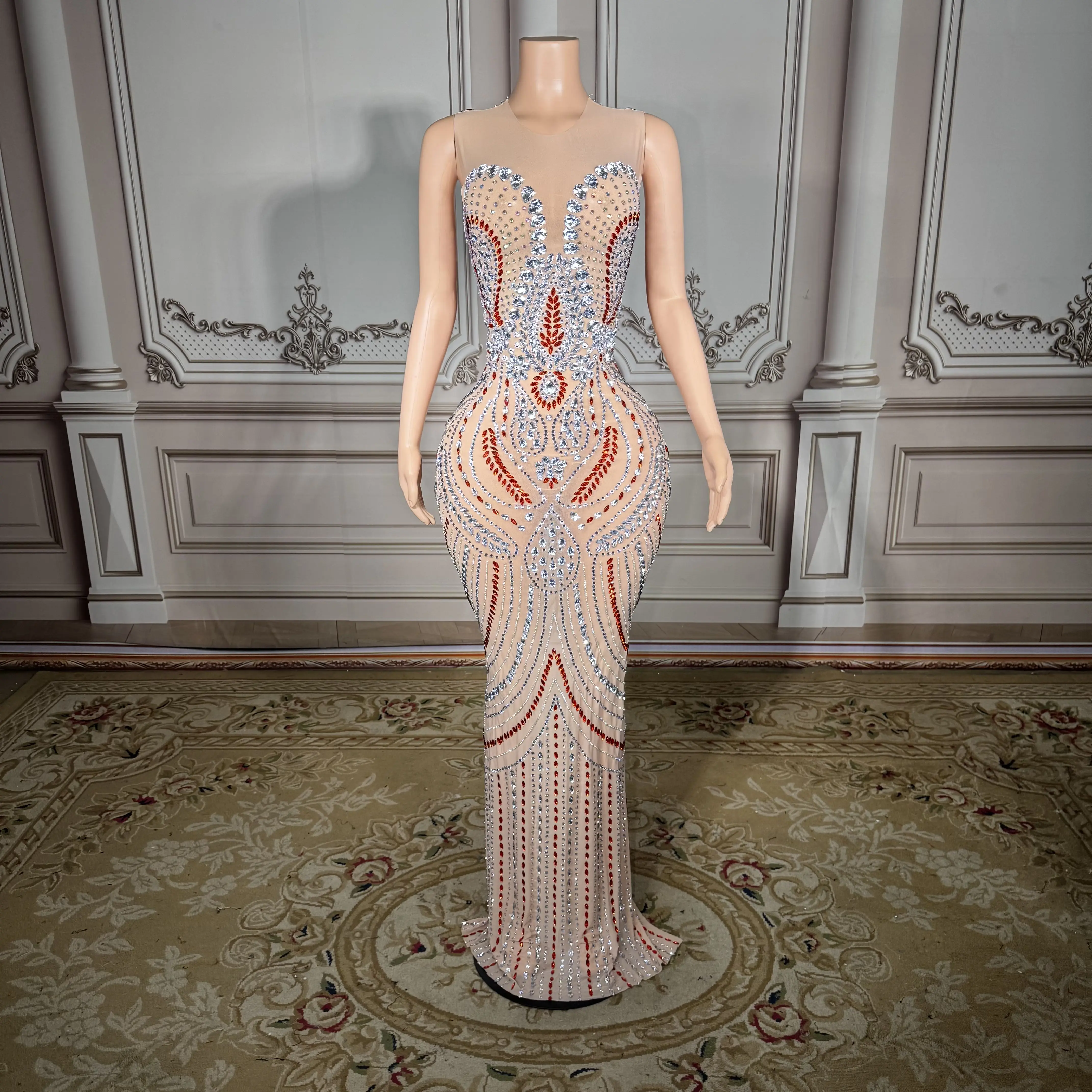 ZD Abito da sera elegante sexy con strass Abito da festa di lusso da donna Abito da ballo scintillante Abito lungo formale 2025 Moda all'ingrosso