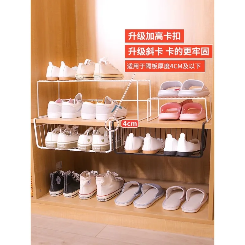 Layered shelves within the shoe cabinet, expandable storage racks, slipper racks, cabinets, space saving tools, partition boards