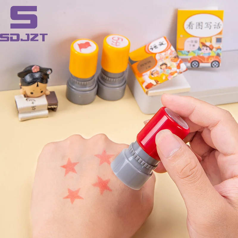 School Teachers Family Use Red Five-pointed Star Stamp Encourage Children Teaching Award Stamp Automatic Ink