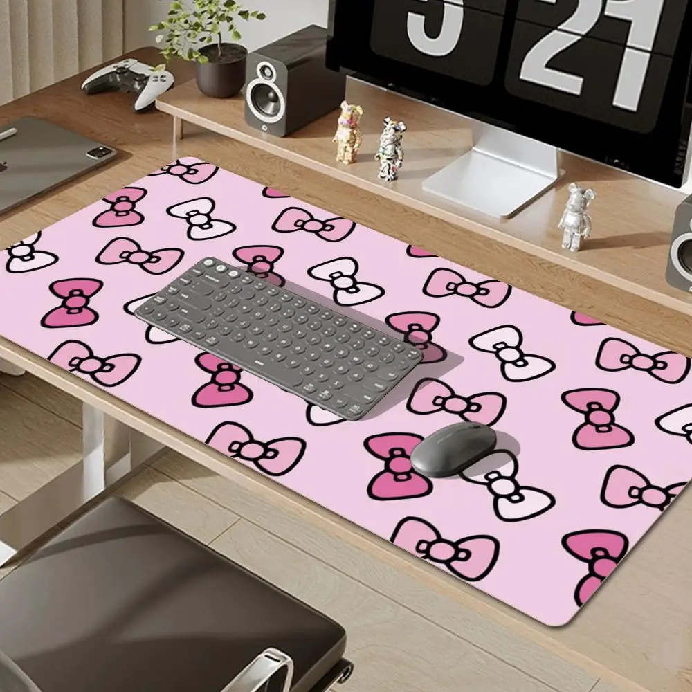 Pink Bow Cartoon Mousepad PC Gamer Cute Large Desk Mat Office Laptop Gaming Cabinet Mouse Pad Kawaii Keyboard Rug For Girl Gift