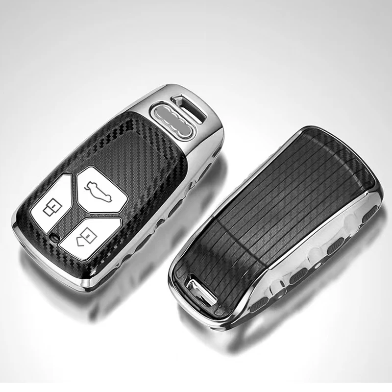 Carbon Fibre Car Key Case Shell Cover Fob For Audi A6 A5 Q7 S4 S5 A4 B9 Q7 A4L 4m TT TTS RS 8S 2016 2017 2018 Accessories