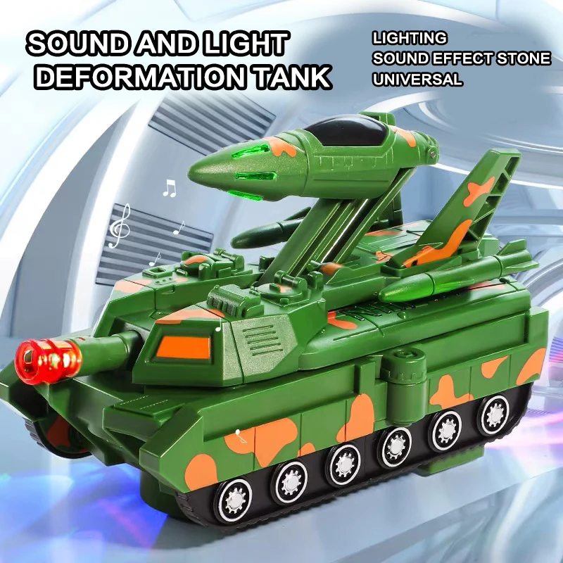 ของเล่นเครื่องบินรถถังแปลงร่างสำหรับเด็ก ของเล่นเดินได้อเนกประสงค์พร้อมฟังก์ชั่นเสียงและแสงสุดเจ๋ง ของขวัญวันหยุด