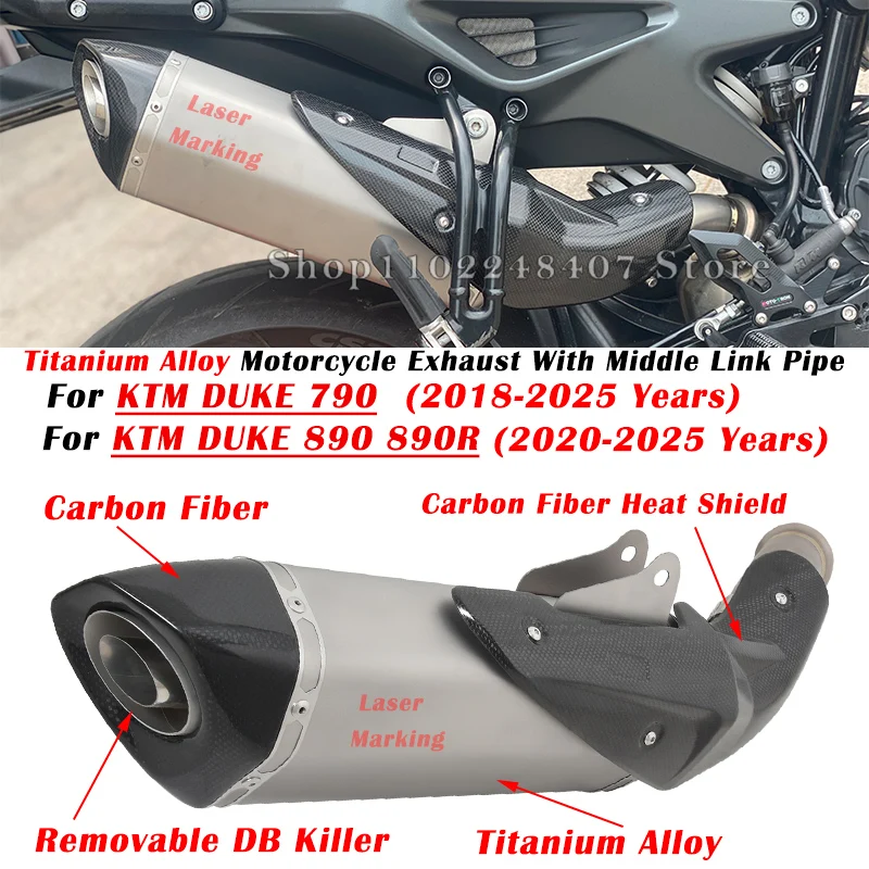 For KTM DUKE 790 890 890R 2018 - 2022 2023 2024 2025 Motorcycle Exhaust Escape Modified Titanium Alloy Muffler Middle Link Pipe
