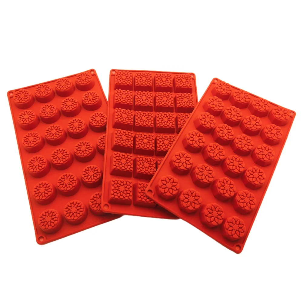 

Hot Selling 24 Hole Round Square Silicone Chocolate Mold DIY Ice Grid Handmade Soap Mold DIY French Dessert Dim Sum Baking Tools