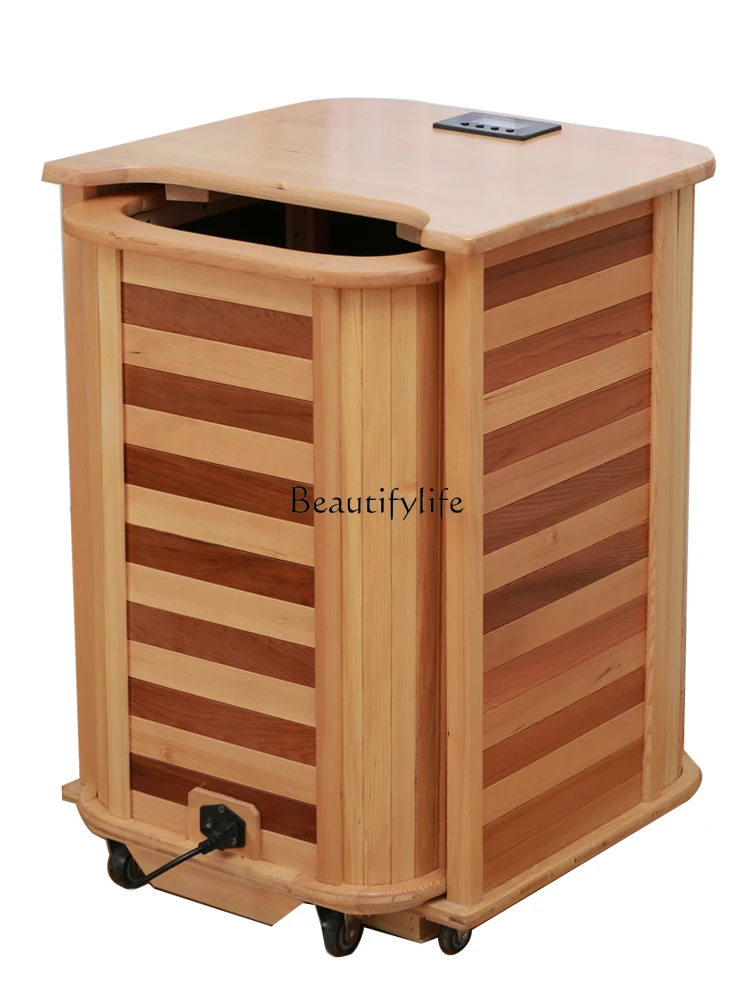 

Half-Body Push-Pull Steaming Bucket Household Far Infrared Sauna Box Solid Wood Heating