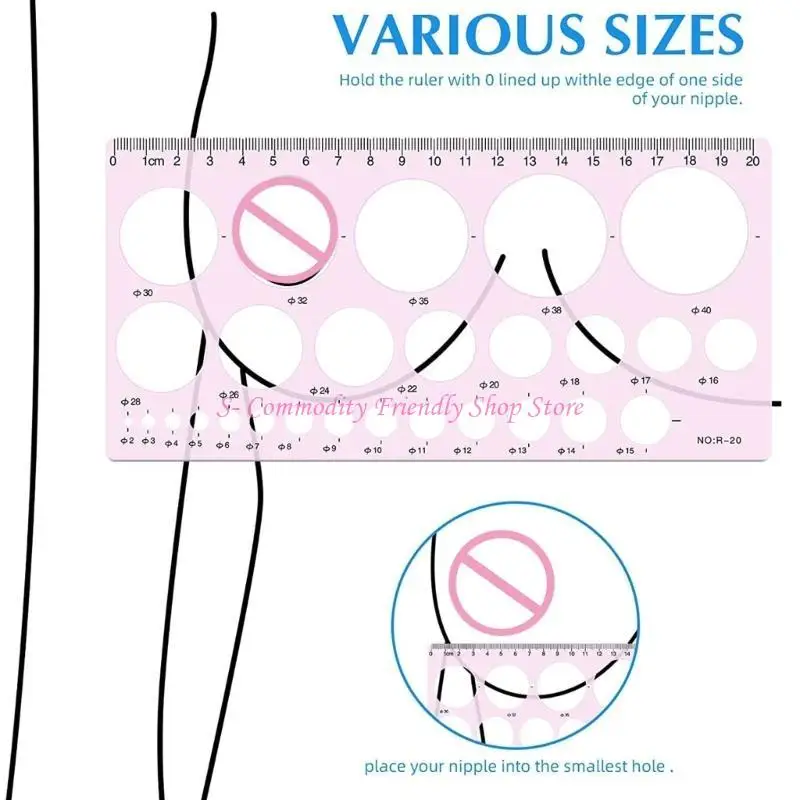 

85AE Convenient Nipple Ruler Breastpump Flange Ruler Nipple Diameter Measuring Tool