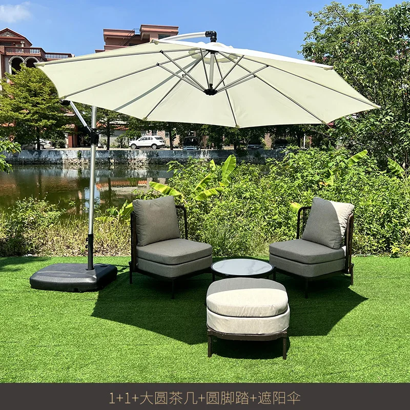 Outdoor furniture rattan woven leisure sofa combination outdoor courtyard garden single chair small coffee table combination