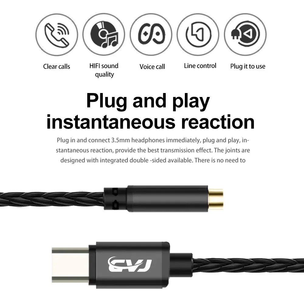 CVJ CT-3 Portable DAC Type-C to 3.5mm/4.4mm Earphone Cable CX31993 Chip 8 Weaving Silver-Plated Hifi Quality Sound Presentation
