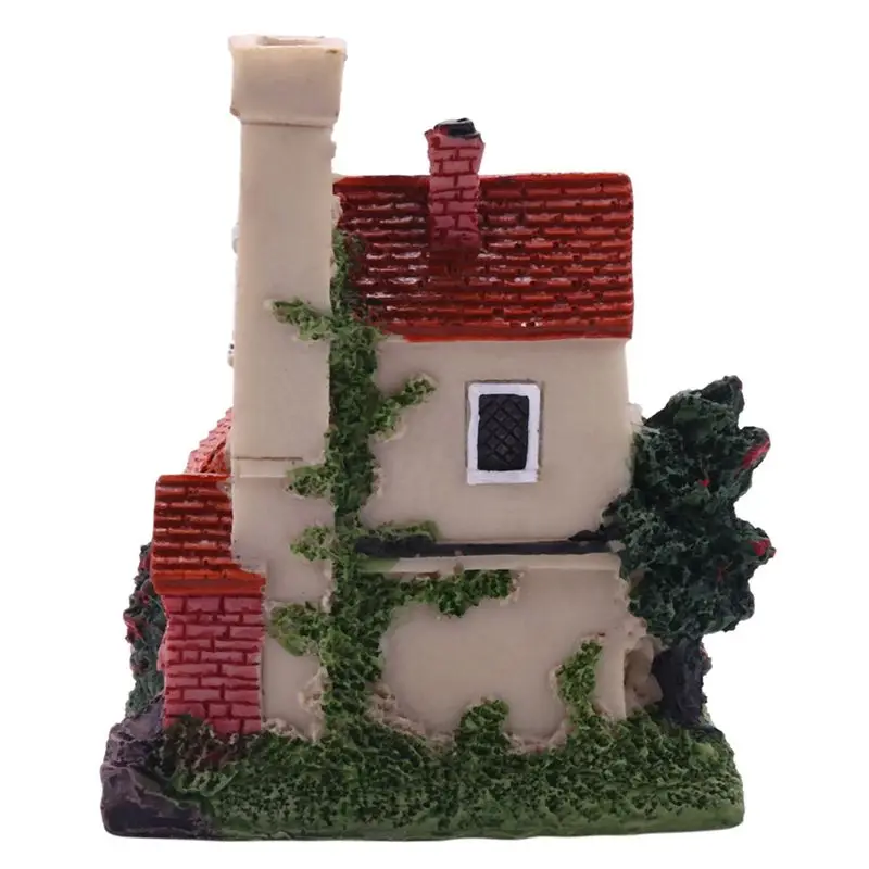 A93Z Cute Mini Resin House Miniature House Fairy Garden Landscape Home Garden Decoration Resin Crafts 4 Styles Color Random