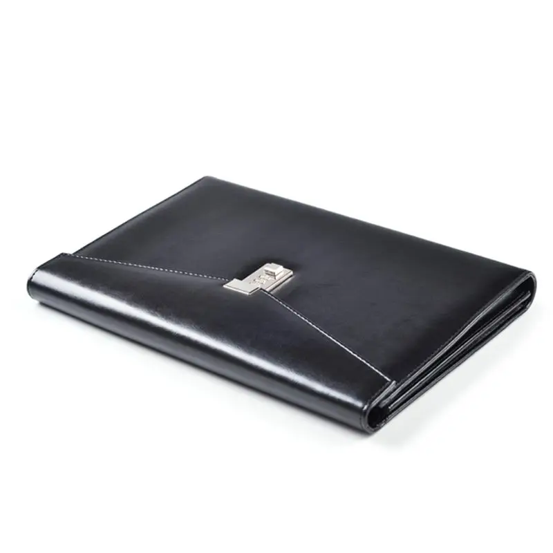 Document File Folder with Password Lock Briefcase PU Leather Office Manager Bag Travel