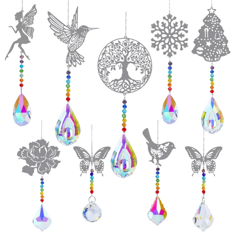 Crystal Sun Catcher Prisms Hanging Pendant, Rainbow Chaser, Window Wind Chime, Tree of Life, Car Art, Home Decoration