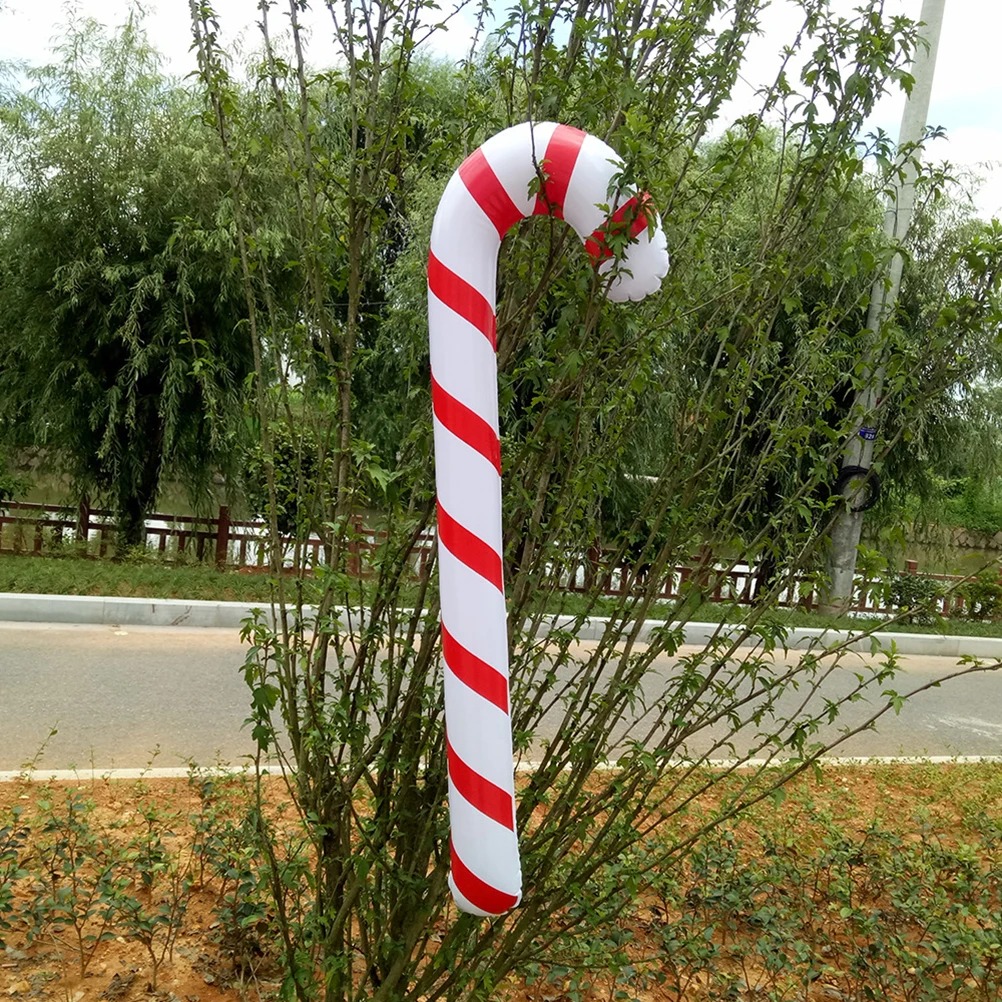 

10pcs Inflatable Crutches Christmas Party Decorations Strip Pattern Reusable Balloon for Home Event Background Decoration Wall