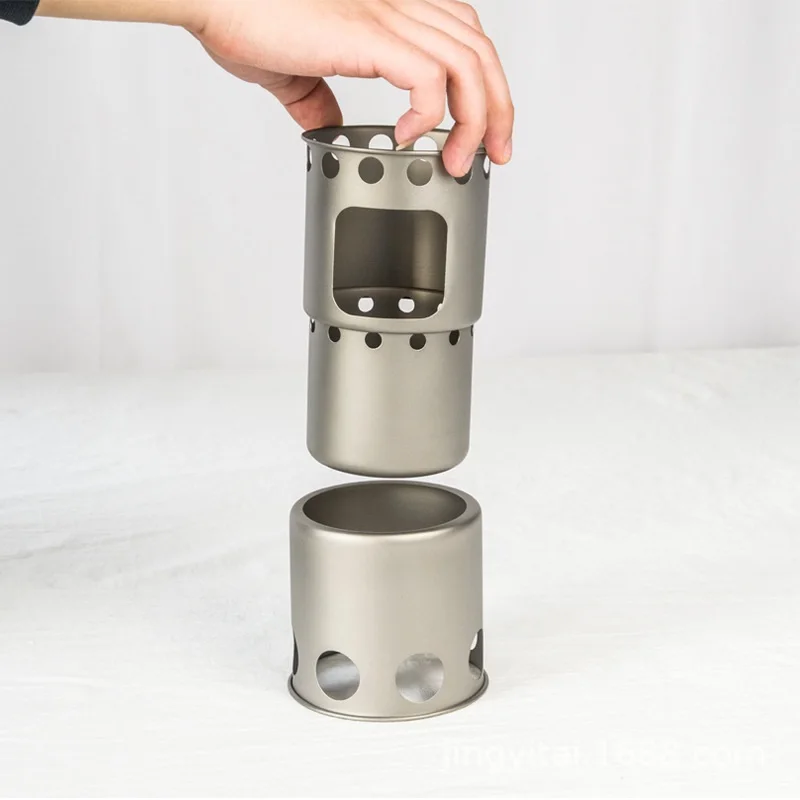 Camping Small Titanium Wood Stove Portable DIY Split Solid Spirit Firewood Stove - view 2