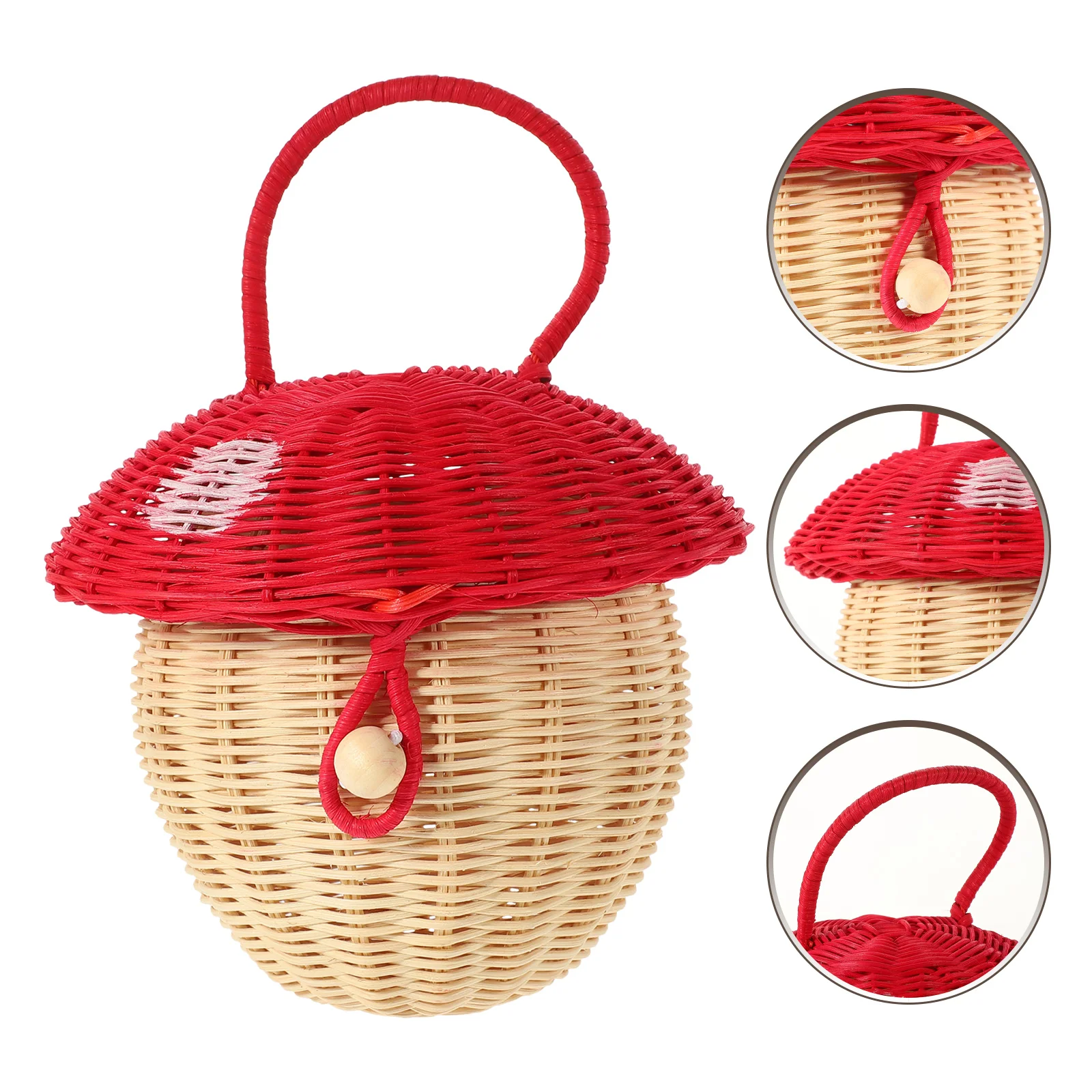 Mushroom Storage Basket Woven for Kids Handbag Decor Girl Rattan Costume Baskets