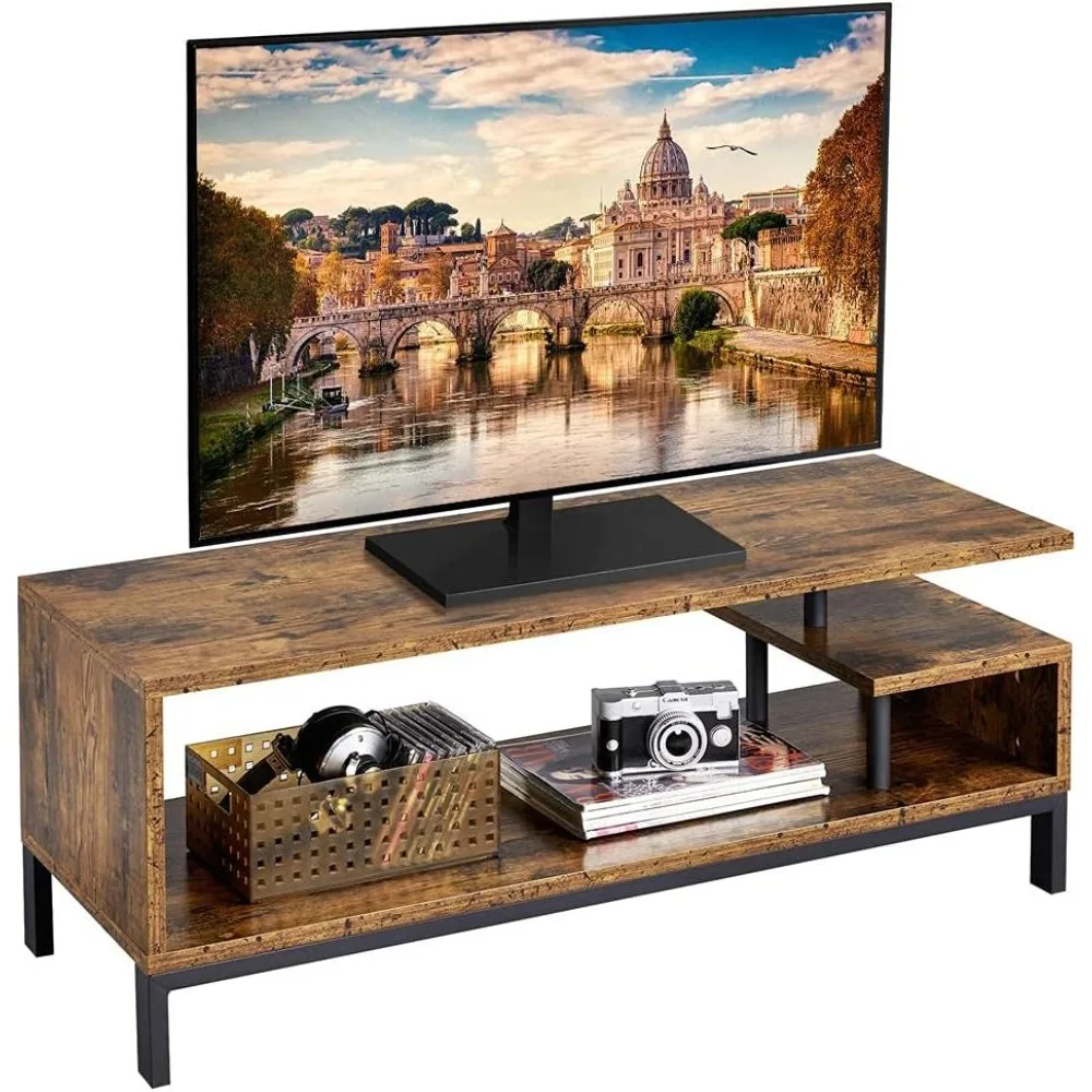 

Industrial TV Stand for TVs up to 50 inch, Media Console Table with Storage Shelves for Living Room, Home Entertainment Center