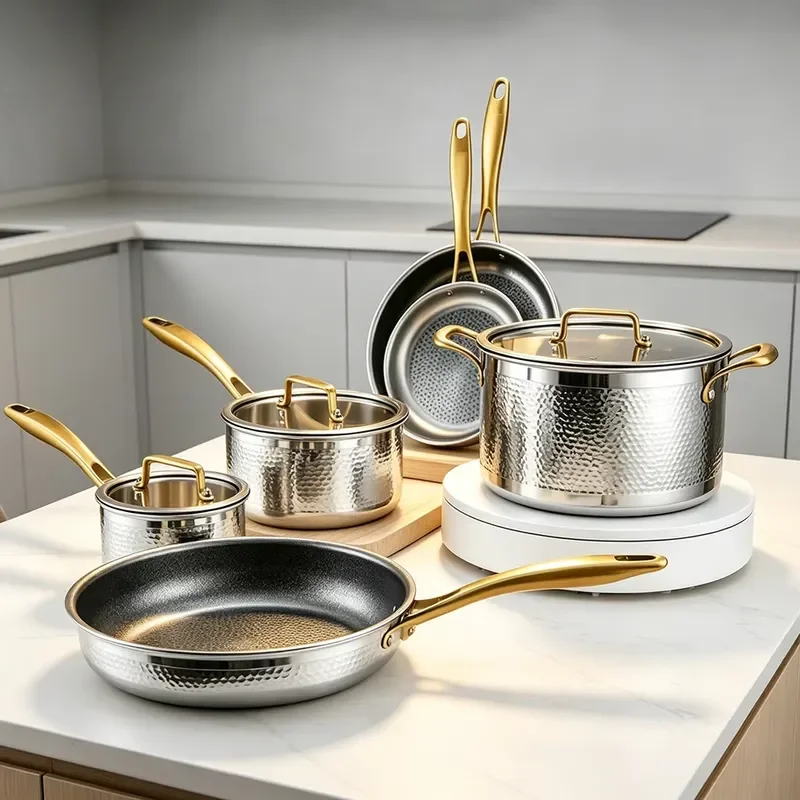FLEY Sturdy Cooking Pot Set Makes a Complete Kitchen Set Alongside Reliable Cooking Pot Cookware Set for Regular Kitchen Work