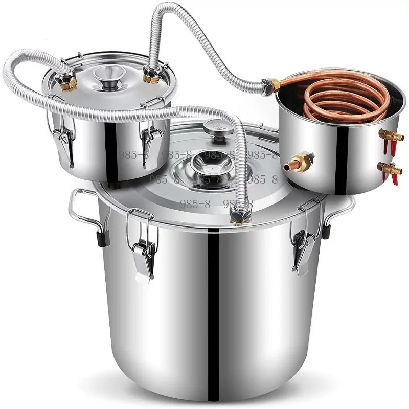 Mini Alcohol Distillation Device, Integrated Fermenter, Brewer and Hydrosol Maker for Home Use