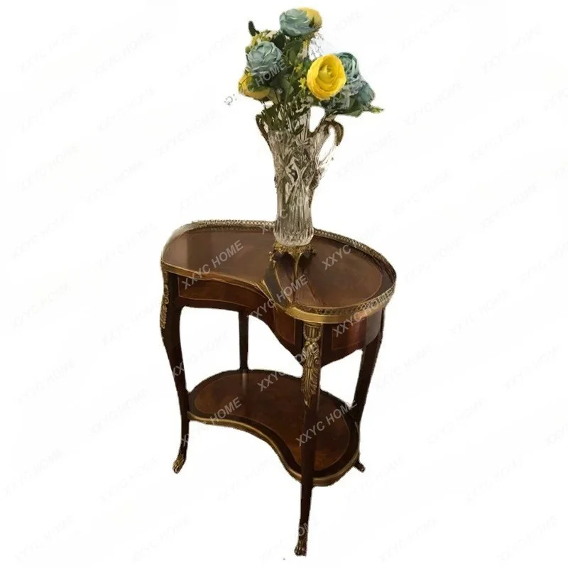 XX Curved corner few luxury British flower stand peach blossom core tree branch veneer  neoclassical furniture