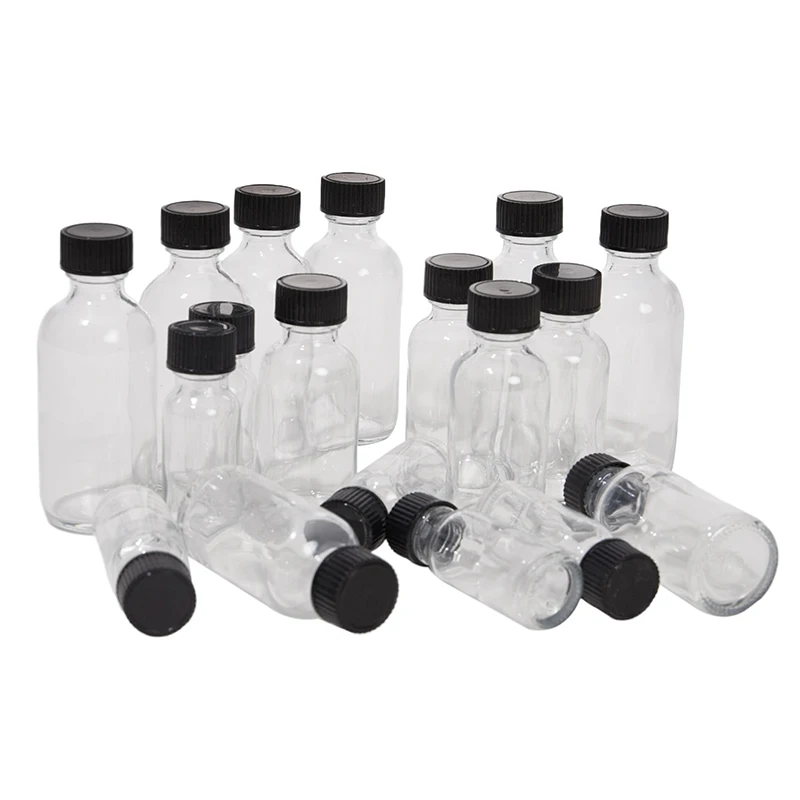 

6pcs Small Clear Glass Bottles with Lids for Liquids Tiny Short Jars with Caps Mini Glass Juice Bottles for Potion, Ginger Shots