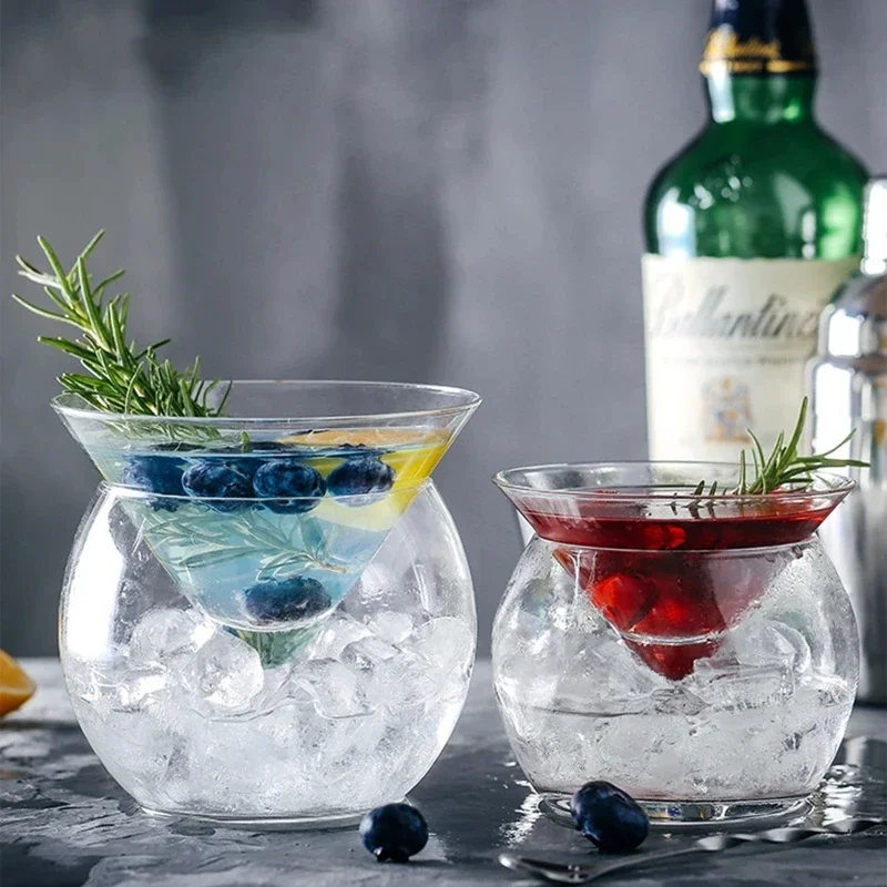 Bar Drinking Ware Party Beverage Accessories Molecular Martini Cocktail Glass Creative Triangle Base Ball Cup