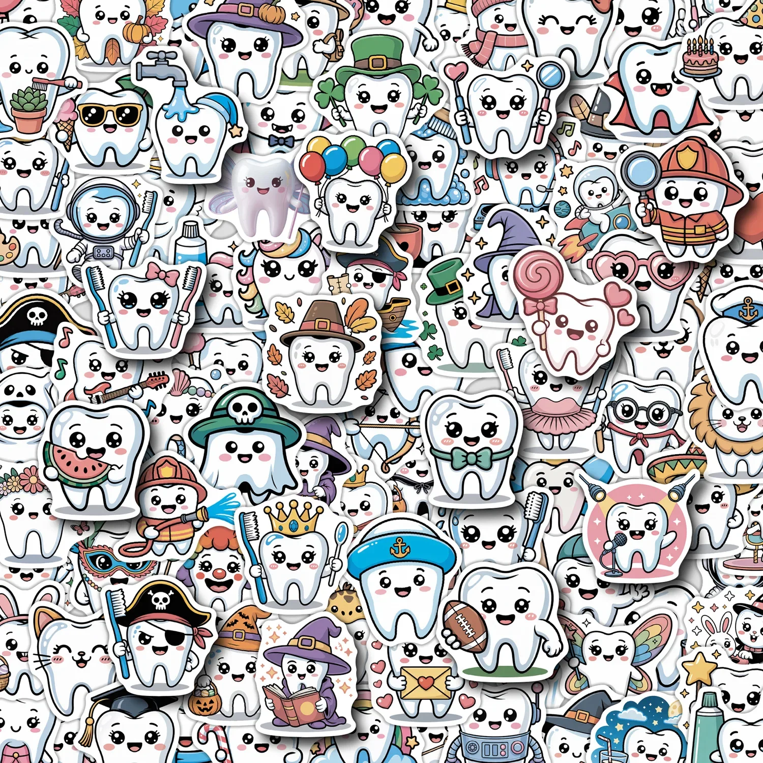 

10/50/100PCS Cute Teeth Graffiti Stickers Creative Cartoon Decal DIY Notebook Phone Guitar Scrapbook Waterproof Sticker Kid Toys