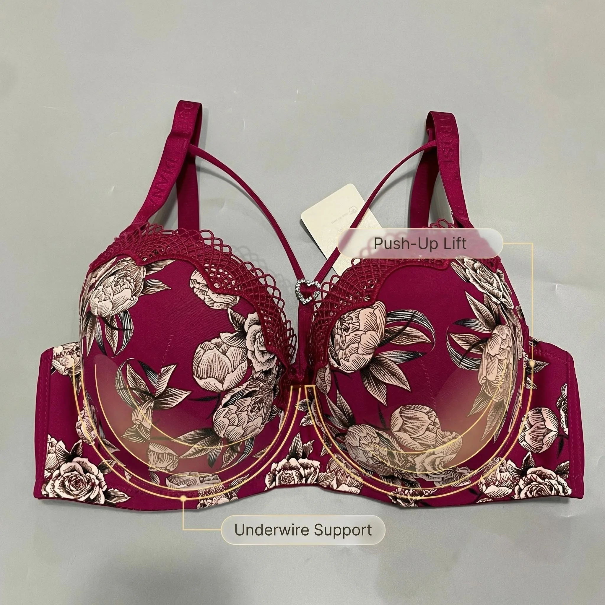 ZM121D Red color Comfortable and breathable Every day Sexy rose bra underwire push-up Women's underwear High quality Bra