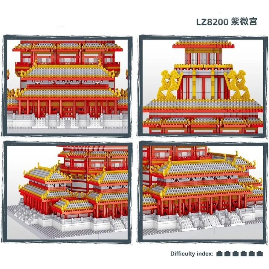 Conjunto de micro blocos de construção de arquitetura chinesa com 5436 peças para adultos Kit detalhado de modelo do palácio Ziwei com fama mundial