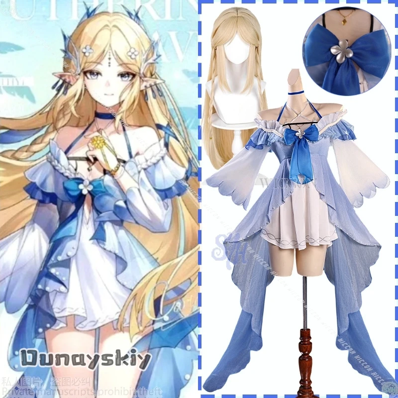

Аниме игра Wuthering Waves Cartethyia Косплей{Hemera} Одежда для плавания Сексуальное красивое синее кружевное платье Kawaii Lolita Halloween Party