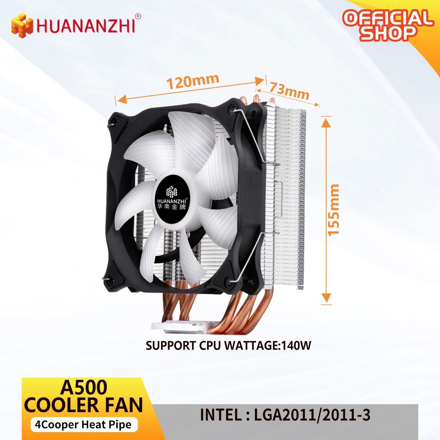 HUANANZHI CPUファン LGA2011 A500 A700 A06 4および6銅製ヒートパイプ