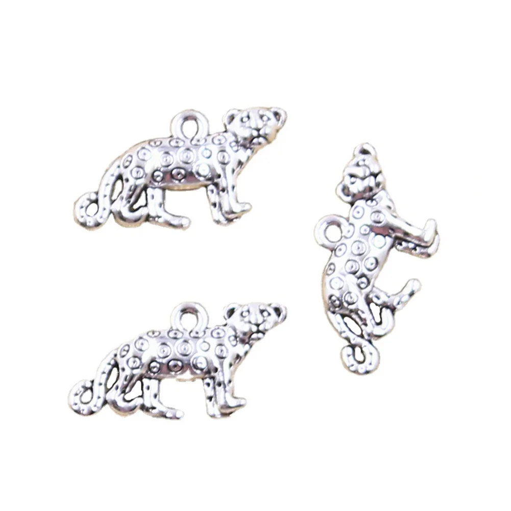 12pcs Charms Animal Leopard Cheetah 12x23mm Antique Silver Color Pendants DIY Crafts Making Findings Handmade Tibetan Jewelry