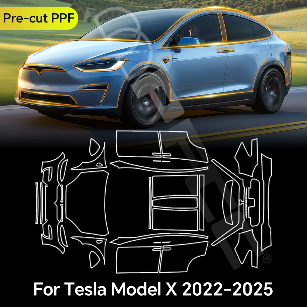 

9Mil Anti-Scratch TPU Paint Protection Film For Tesla Model X 2022-2025 Car Body Clear Bra Pre-cut PPF Resistant Invisible Cover