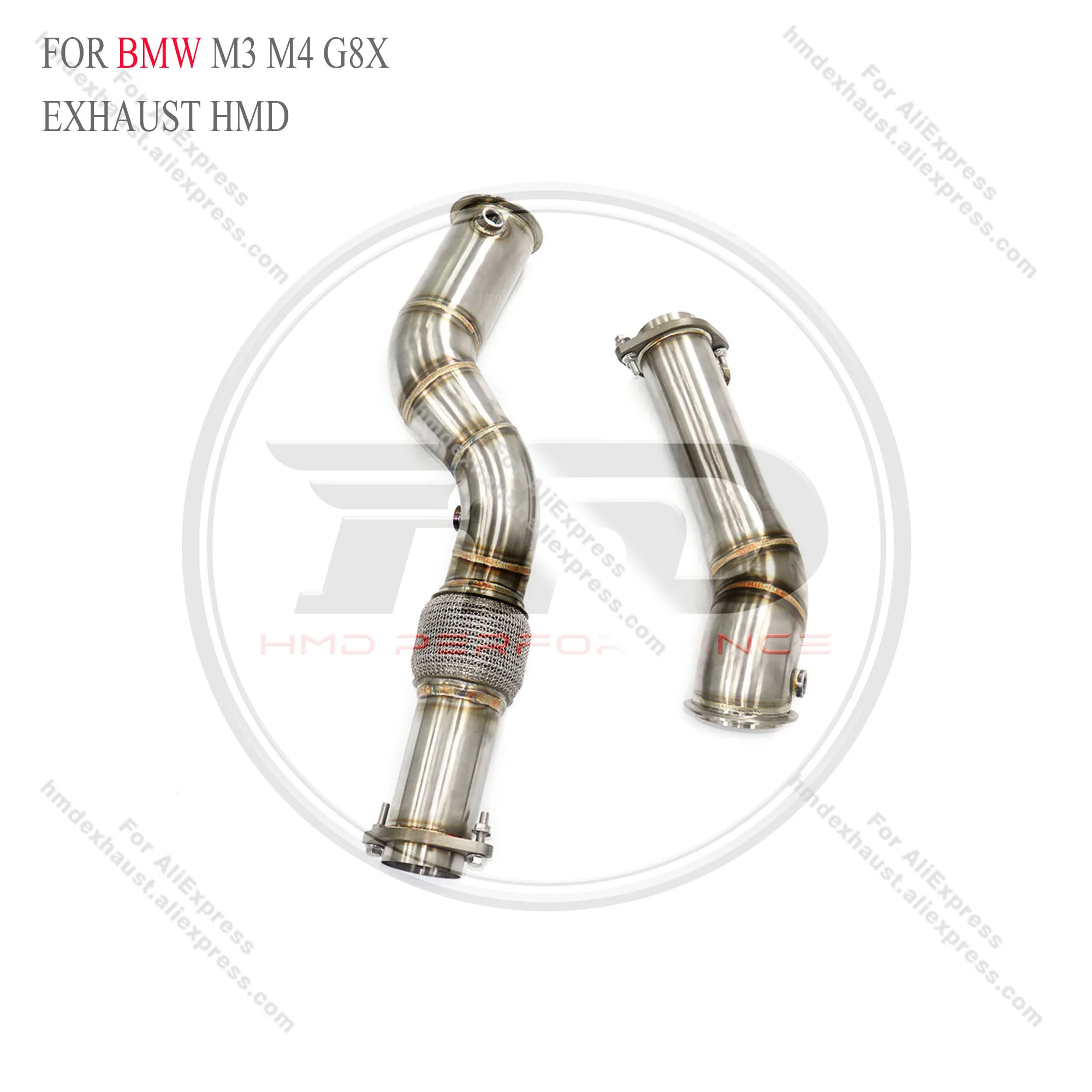 

HMD 304SS Catless Downpipe для BMW G8X M3/M4 S58 3.0T — Race-Cert, +15 л.с., на болтах