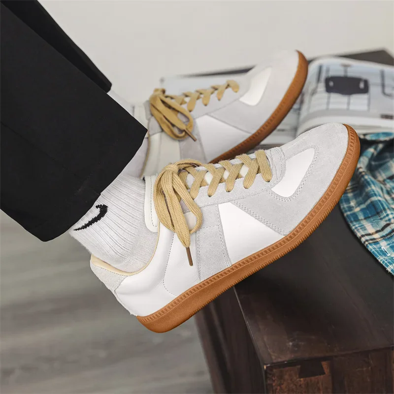 Margiela Trendy Soft-soled Anti-slip Cowhide Casual Men's Shoes Versatile Streetwear Leather Sneakers Summer-ready For Men