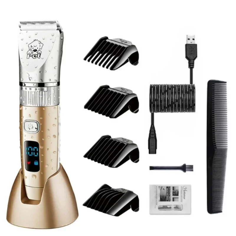 Electric Pet Trimmer LCD Digital Display Ceramic Blade Full Body Washable Pet Hair Trimmer