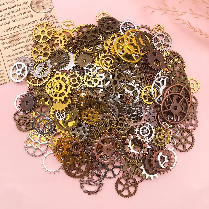 Random 30/50g Mix Color Mix Size Metal Mechanical Steampunk Cogs Gears Charms Pendant for DIY Jewelry Making Findings