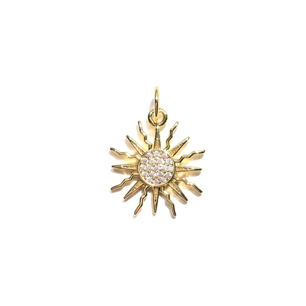 5pcs Small Size Zirconia Pave Sun Charm Trendy Exquisite Pendant for Bracelet Necklace Earring Waist Jewelry Handcraft Making