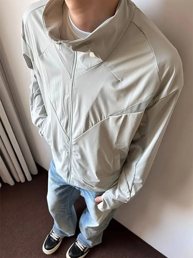 

Lightweight Me Ice Silk Stand Collar Men's Summer Sun Protection Clothing Qui Dry Outdoor Sports Anti UV Windbreaker Jaet