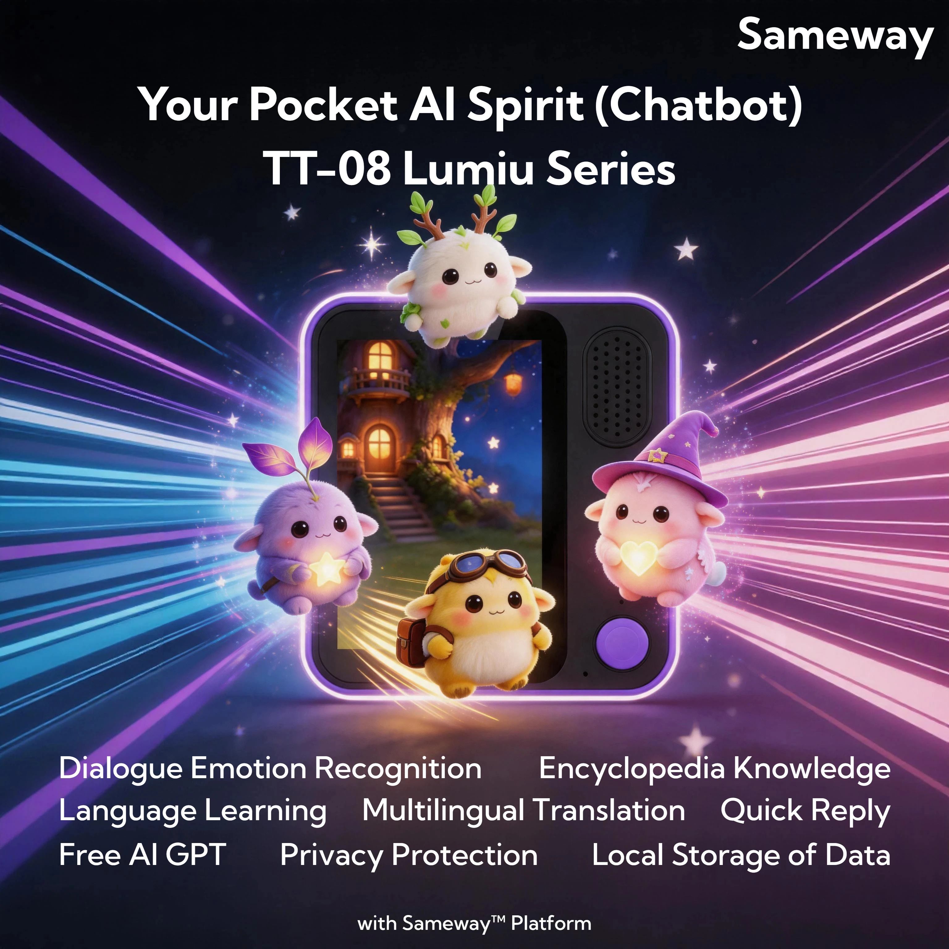 

Lumiu AI Robot Gift Multilingual Emotion Companion Voice Assistant Smart Speaker with WiFi AI Chat Language Learning Fast Choice
