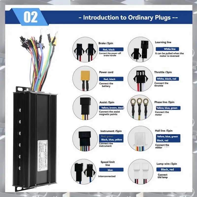Hot Selling-Ebike 3 Mode 48V52V60V72V 40A Sinewave Controller 15 Tubes For 1500W/2000W Motor Electric Scooter Parts Ebike Contro