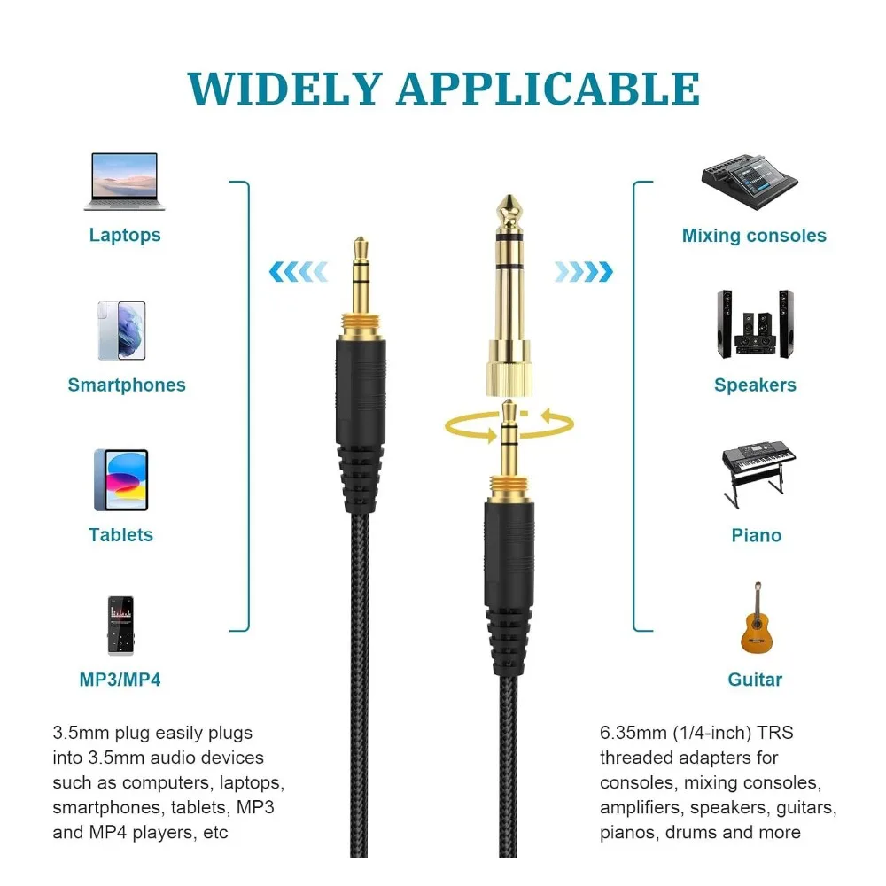 

Запасной кабель для наушников с адаптером 6,35 мм для HD580 HD600 HD650 HD660S HD6XX HD535 HD545 HD565 HD265
