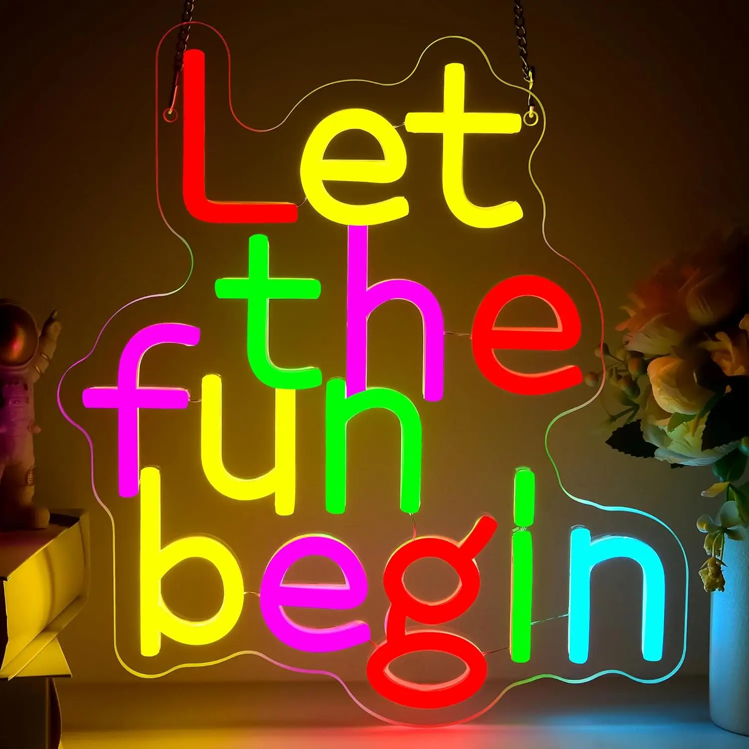 

Неоновая вывеска Let The Fun Begin, светодиодная USB-светильник для бара, дома, игровой комнаты, свадьбы, помолвки, вечеринки, украшения для спальни, подарок