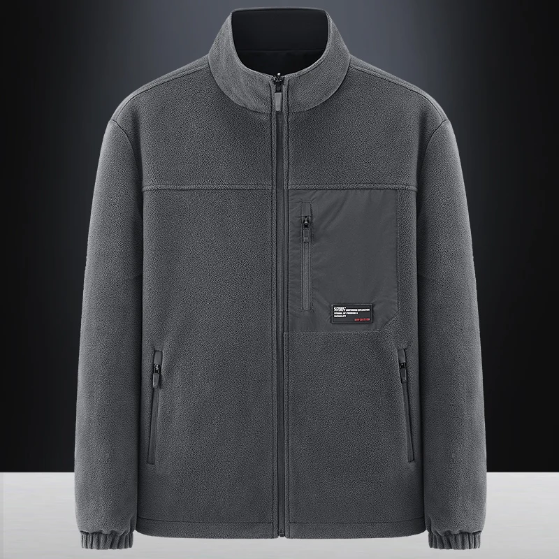 Abrigo Polar de doble cara para hombre, chaqueta gruesa con cuello levantado para jóvenes, camisa holgada de talla grande, otoño e invierno, 2024