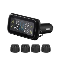 TPMS Careud LCD Display Monitor Cigarette Lighter Car Wireless Tire Pressure Monitoring System with 4 Internal/External Sensors