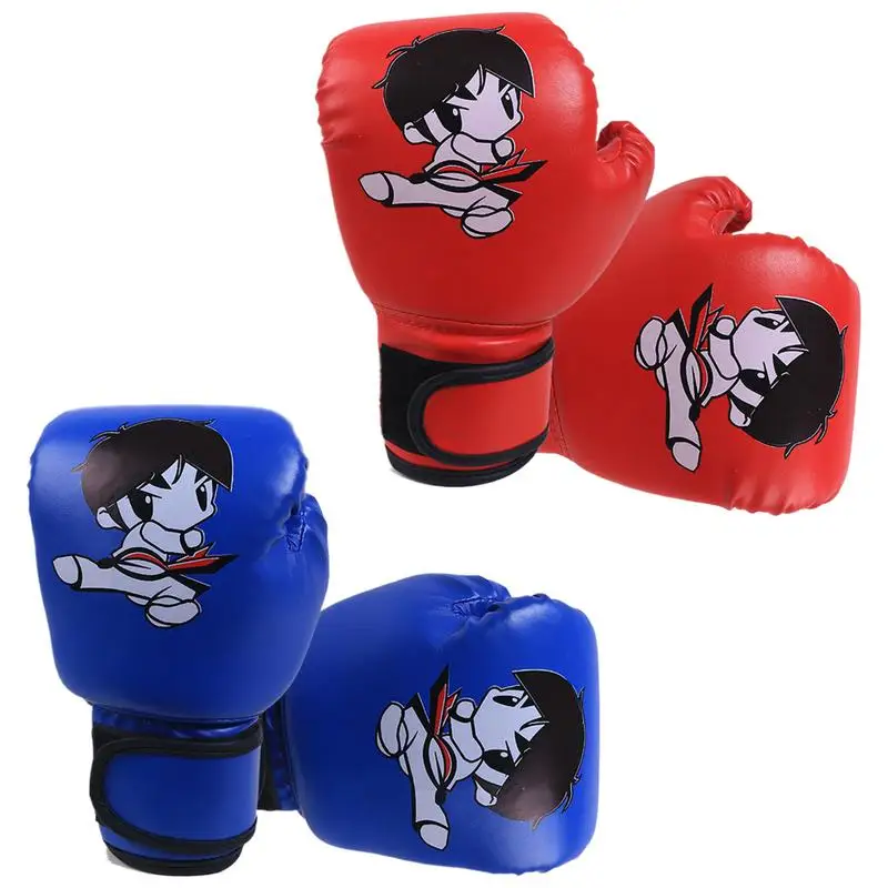 Guantes de boxeo para niños, guantes de saco de boxeo de cuero PU, patrones de dibujos animados, dispositivo de entrenamiento de gimnasia en casa, equipo de combate para niños, Kickboxing