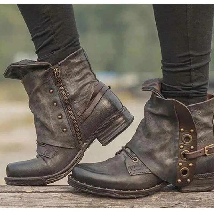 Women New Casual Short Boots Autumn Winter Retro Women Boots Fashion Plush Lace Up Flat Ankle Boots Plus Size Zapatos De Mujer