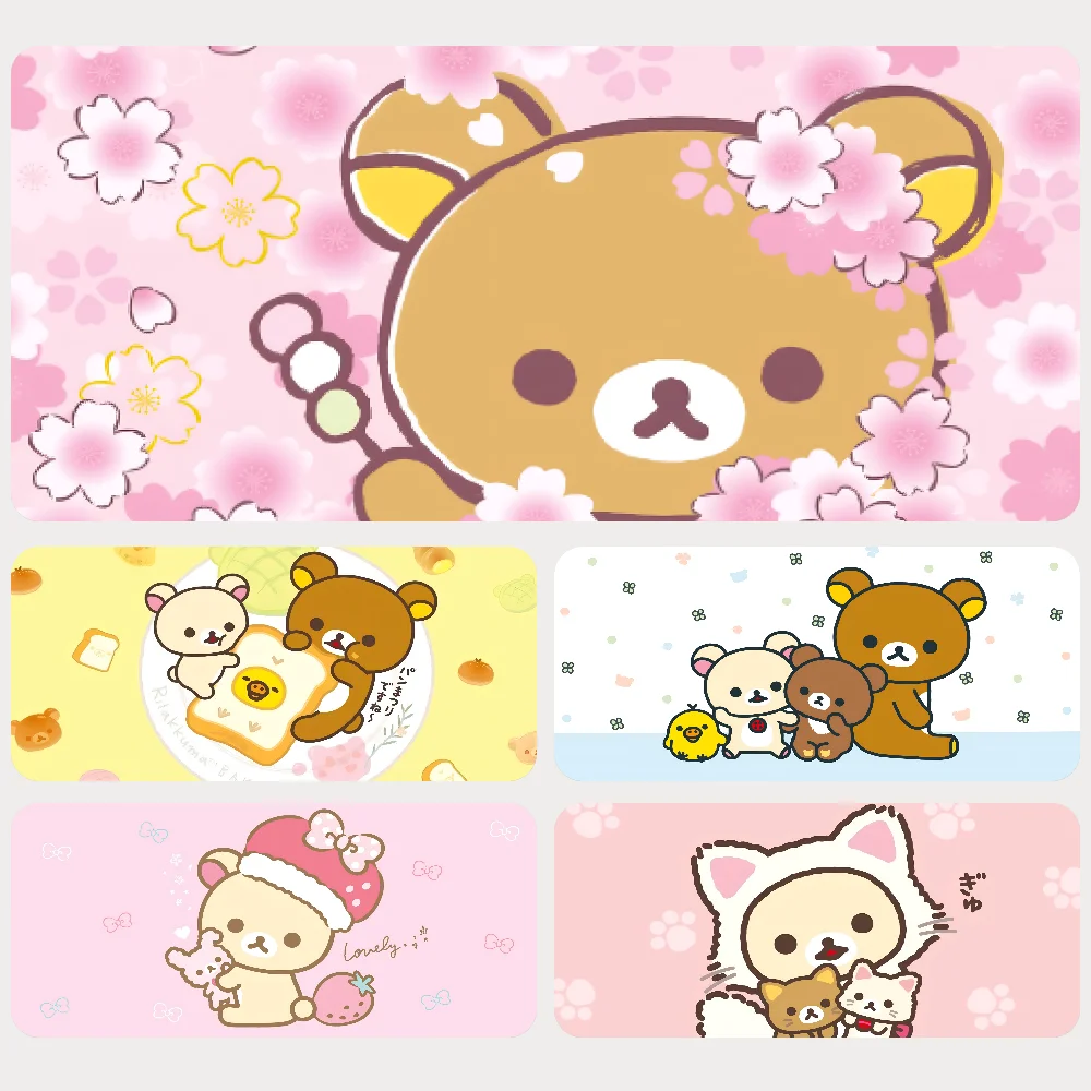 

Kawaii Anime Pink Rilakkuma Game Rubber Mousepad Mouse Mat Desk Mat With Pad Gaming Accessories Prime Gaming XXL Keyboard Pad P