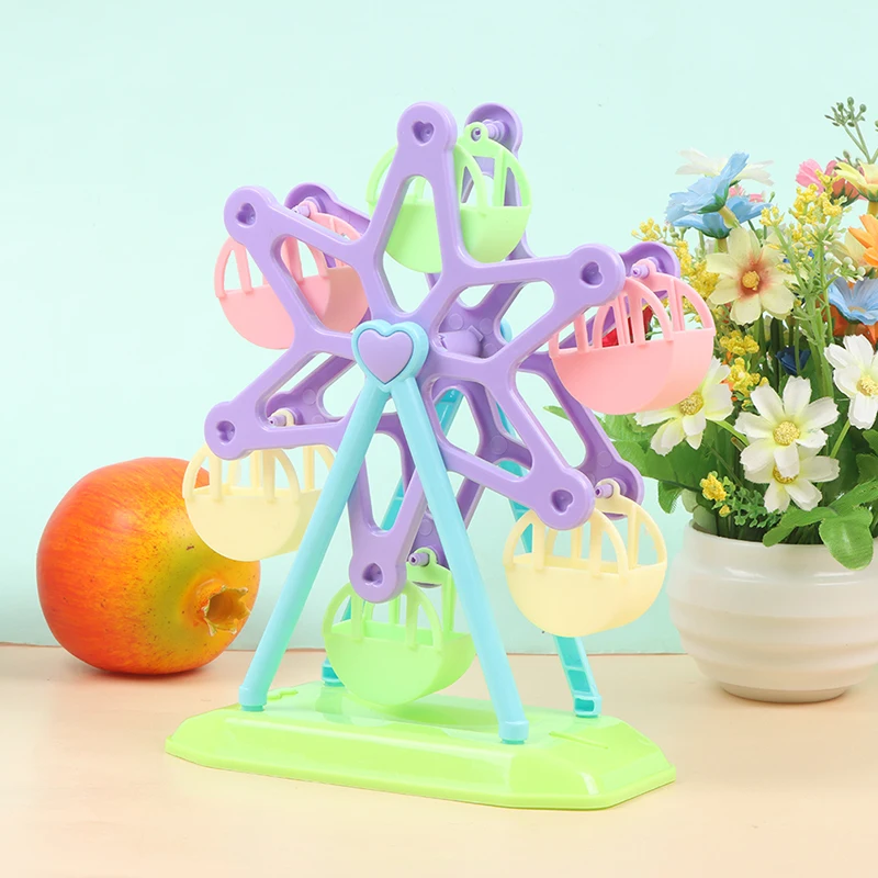 1Pc Zufällig Kunststoff Rotierenden Riesenrad Modell Spielzeug Puppe Haus Vergnügungspark Dekor Einrichtung Zubehör