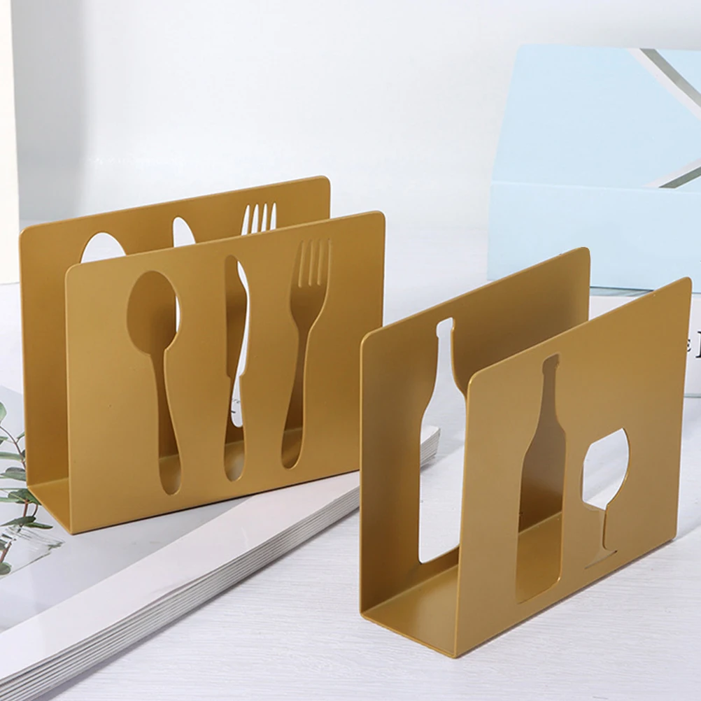 

Modern Style Metal Holder Upright Stand Hollow-Out Design Exquisite Container Household Restaurant Use Stainless Steel Storage